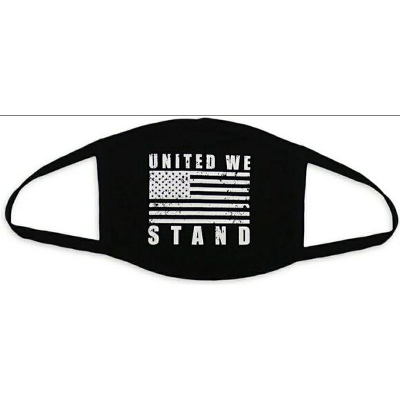United We Stand American Flag Black 100% Cotton Face Mask - Picture 1 of 3